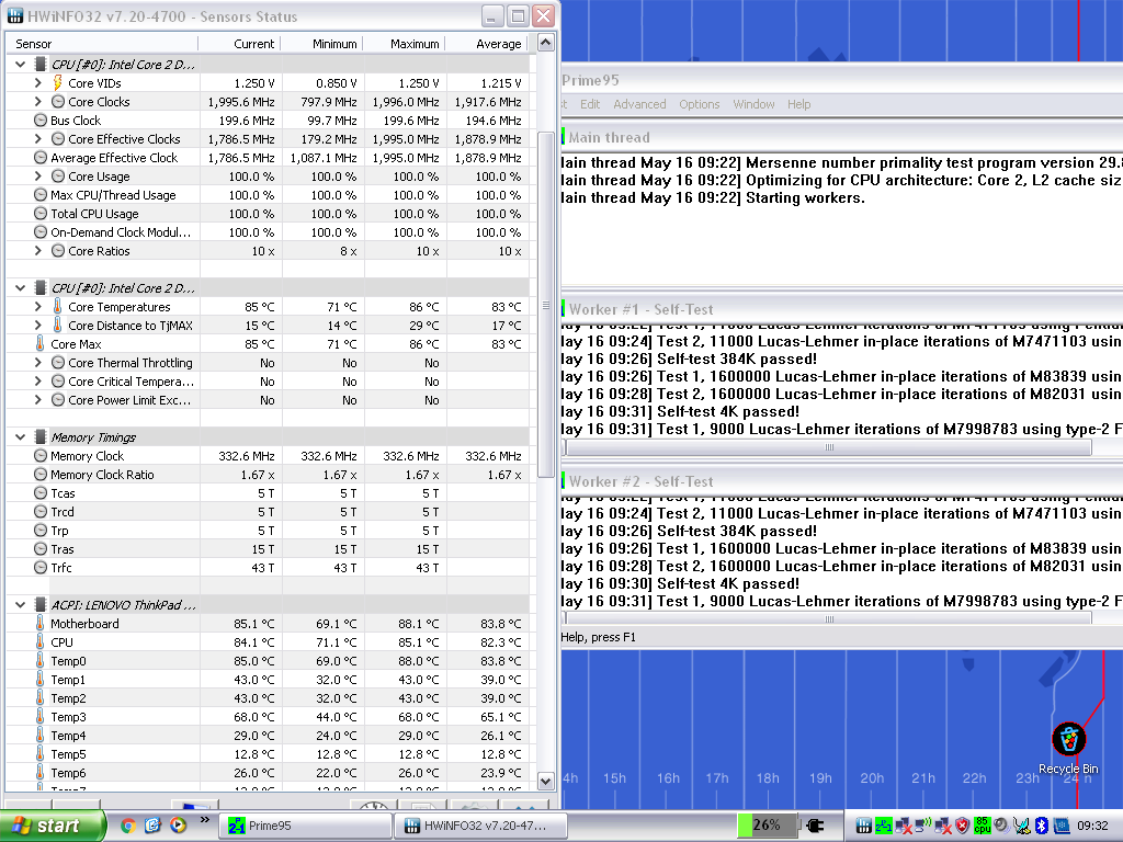 Prime95 ile stress testi.